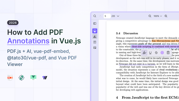 Comparing PDF annotation support in Vue.js: PDF.js, vue-pdf-embed, @tato30/vue-pdf, and Vue PDF Viewer